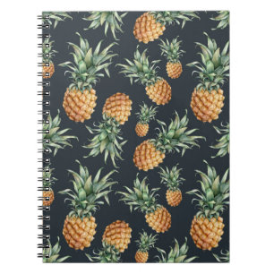 Carnet Aquarelle motif transparent avec ananas mûr. H