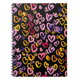 Carnet Aquarelle motif transparent avec les coeurs.