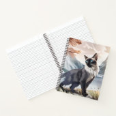 Carnet Aquarelle Noir et Blanc Fluffin Chat dans la natur (Intérieur)