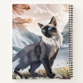 Carnet Aquarelle Noir et Blanc Fluffin Chat dans la natur (Dos)
