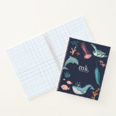 Carnet Aquarelle Océan Animaux marins Monogramme Bleu (Intérieur)