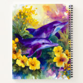 Carnet Aquarelle Océan Dauphins Fleurs Tropicales (Dos)