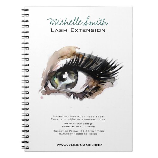Carnet Aquarelle Oeil Lash Extension produits (Devant)