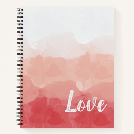 Carnet Aquarelle Ombre rouge et rose Gradient Love (Devant)
