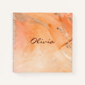 Carnet Aquarelle or orange Abstrait Nom Script (Devant)