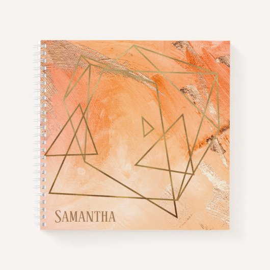 Carnet Aquarelle or orange Nom Abstrait Typographie (Devant)