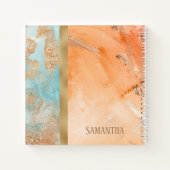 Carnet Aquarelle or orange turquoise Nom Abstrait (Dos)