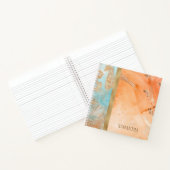 Carnet Aquarelle or orange turquoise Nom Abstrait (Intérieur)