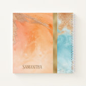 Carnet Aquarelle or orange turquoise Nom Abstrait (Dos)