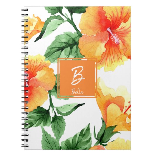 Carnet Aquarelle Orange Blossom Monogramme (Devant)