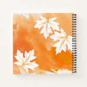 Carnet Aquarelle orange moderne et feuilles d'érable blan (Dos)