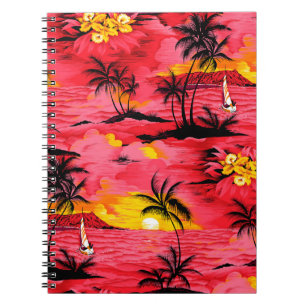 Carnet Aquarelle palmier silhouette et motif de plage