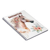 Carnet Aquarelle palomino cheval été fleurs florales (Côté Droit)