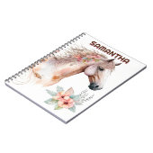 Carnet Aquarelle palomino cheval été fleurs florales (Côté gauche)