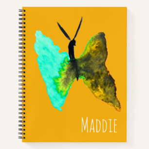 Carnet Aquarelle papillon aqua joli