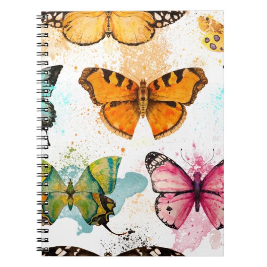 Carnet Aquarelle Papillon Motif sans couture (Devant)