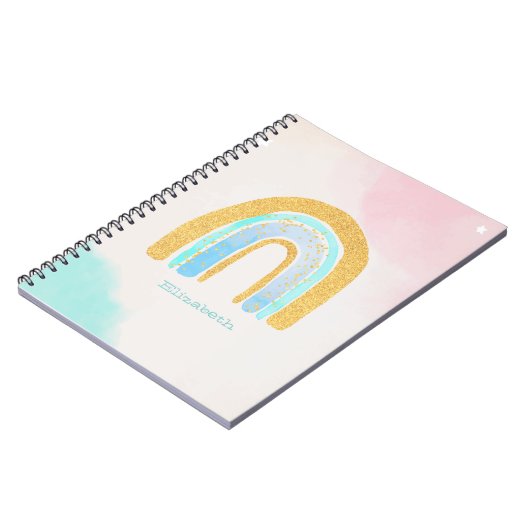 Carnet Aquarelle Parties scintillant or Arc-en-ciel Lève  (Côté gauche)