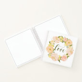 Carnet Aquarelle Pastel Orange Peonies Wreath Love (Intérieur)