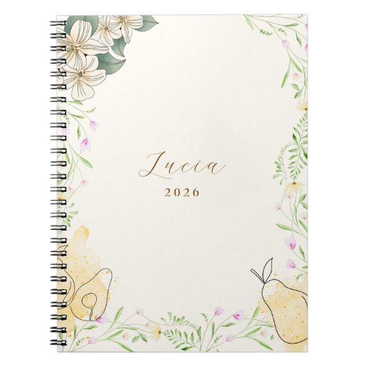 Carnet Aquarelle Pear Floral Garden (Devant)