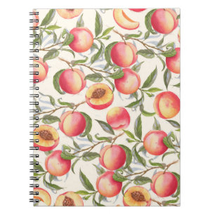 Carnet Aquarelle pêche, motif floral transparent.