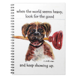 Carnet aquarelle peinture Boxer + dicton inspirant