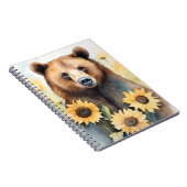 Carnet Aquarelle Peinture Ours Brown Et Fleurs De Soleil (Côté Droit)