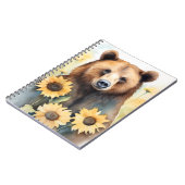 Carnet Aquarelle Peinture Ours Brown Et Fleurs De Soleil (Côté gauche)