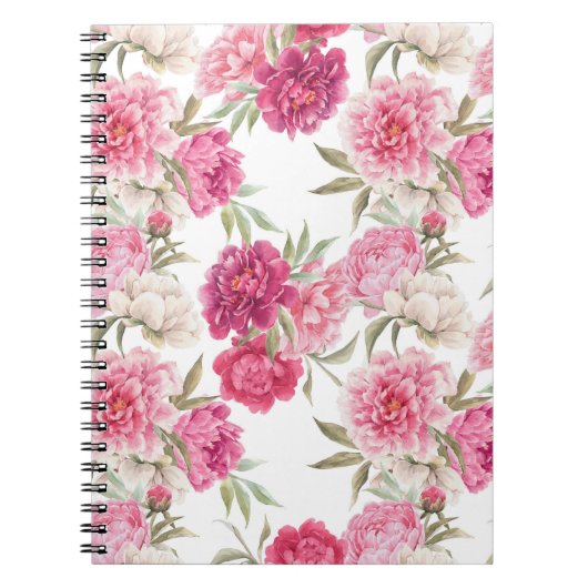 Carnet Aquarelle Peoné rose : Élégance florale (Devant)