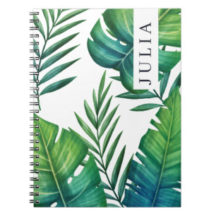 Carnet Aquarelle personnalisée Feuilles tropicaux
