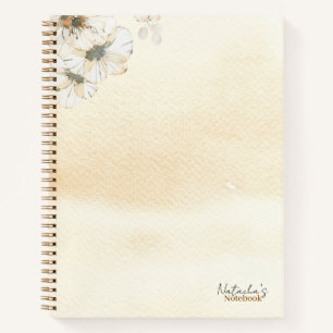 Carnet Aquarelle personnalisée fleurie Papier Kraft Moder