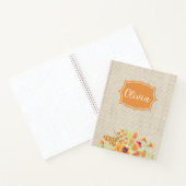 Carnet Aquarelle personnalisée Fleurs orange sur Burlap (Intérieur)