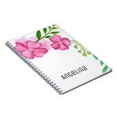 Carnet Aquarelle personnalisée Fleurs roses (Côté Droit)