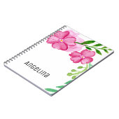 Carnet Aquarelle personnalisée Fleurs roses (Côté gauche)
