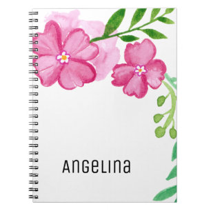 Carnet Aquarelle personnalisée Fleurs roses