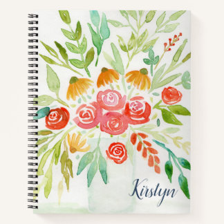 Carnet Aquarelle personnalisée florale