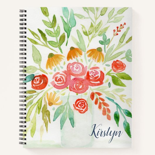 Carnet Aquarelle personnalisée florale (Devant)