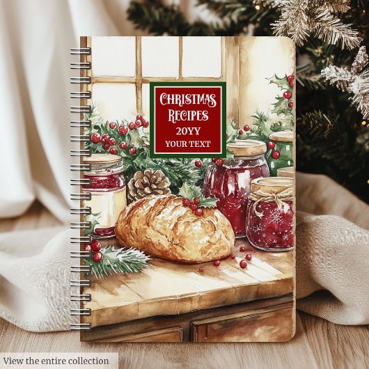 Carnet Aquarelle personnalisée Recette de Noël