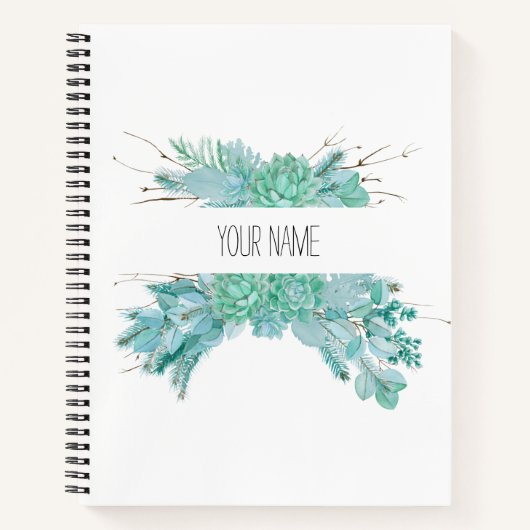 Carnet Aquarelle personnalisée Succulents (Devant)