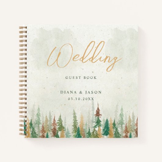 Carnet Aquarelle Pins de forêt rustique (Devant)