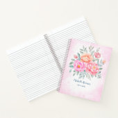 Carnet Aquarelle pivoines Rose rose Pêche florale (Intérieur)