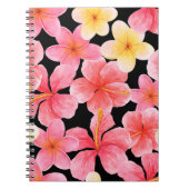Carnet Aquarelle Plumeria Hibiscus Fleurs Motif (Devant)