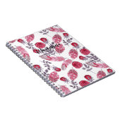 Carnet Aquarelle plumes rouges esquissées fleurs blanc de (Côté Droit)