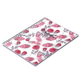 Carnet Aquarelle plumes rouges esquissées fleurs blanc de (Côté gauche)