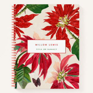 Carnet Aquarelle Poinsettia Floral Greenery Recette