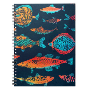 Carnet Aquarelle Poissons : Bleu Profond Sans Mer