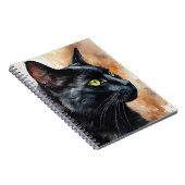 Carnet Aquarelle Portrait de profil de chat noir Pose (Côté Droit)