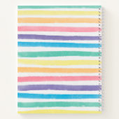 Carnet Aquarelle Rainbow Stripes Nom personnalisé (Dos)