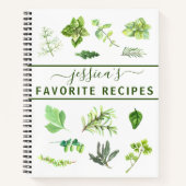 Carnet Aquarelle Recette Herbes Verdure Cuisine personnal (Devant)