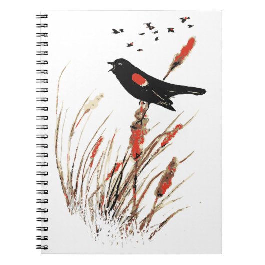 Carnet Aquarelle Red Wing Blackbird Oiseau Art de la natu (Devant)