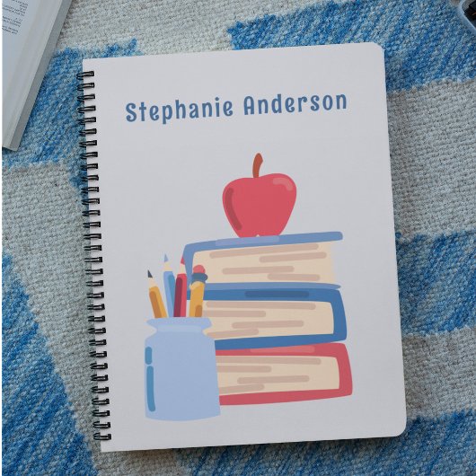 Carnet Aquarelle Retour à l'école Monogramme Nom du carne